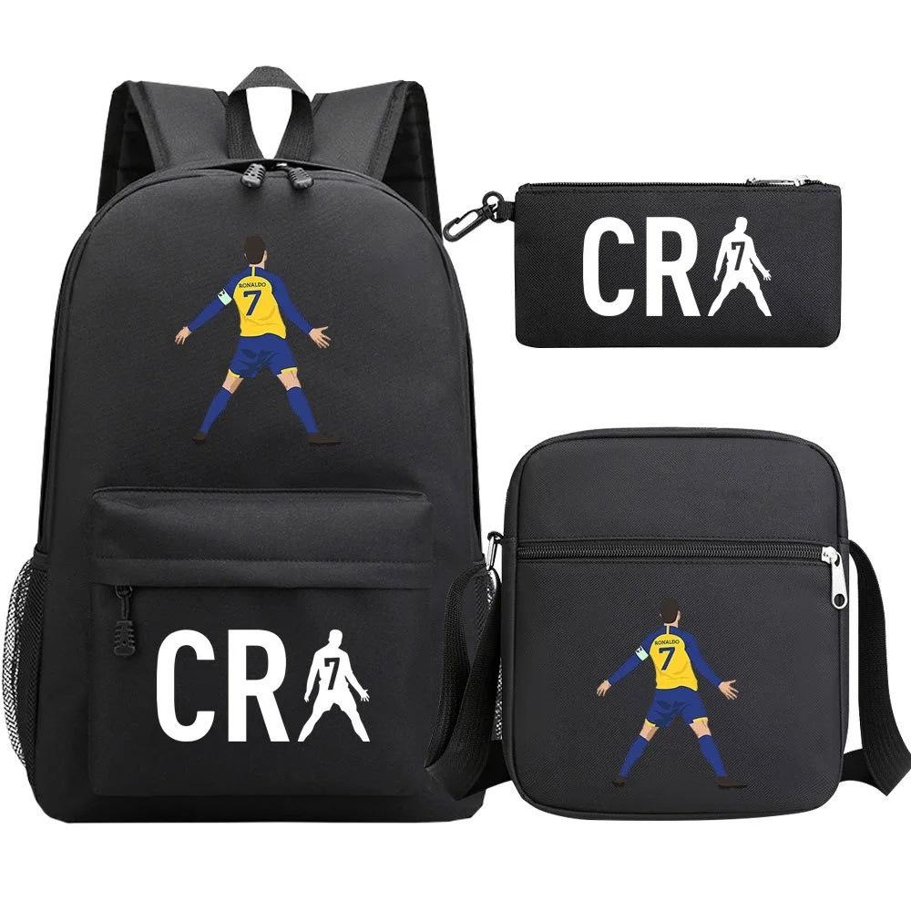 Primary And Secondary School Students Schoolbag Three-Piece Football Player Star Peripheral Printing Children'S Backpack