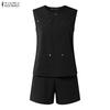 ZANZEA Women Sleeveless Vest Tops and Shorts Summer Two Piece Suit Sets