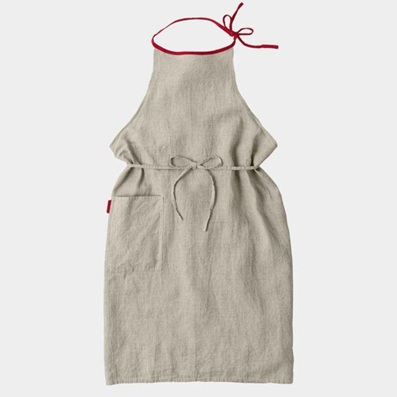 LinoeLina Lithuanian Linen Apron Round Neck Type (Oatmeal)