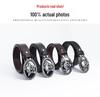 Lotte Jinsen Retro Leather Skull & Star Youth Belt, Trendy Fashion Cowhide Waistband
