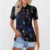Women's Casual Floral Print V-Neck Short Sleeve Decorative Button T-Shirt Top