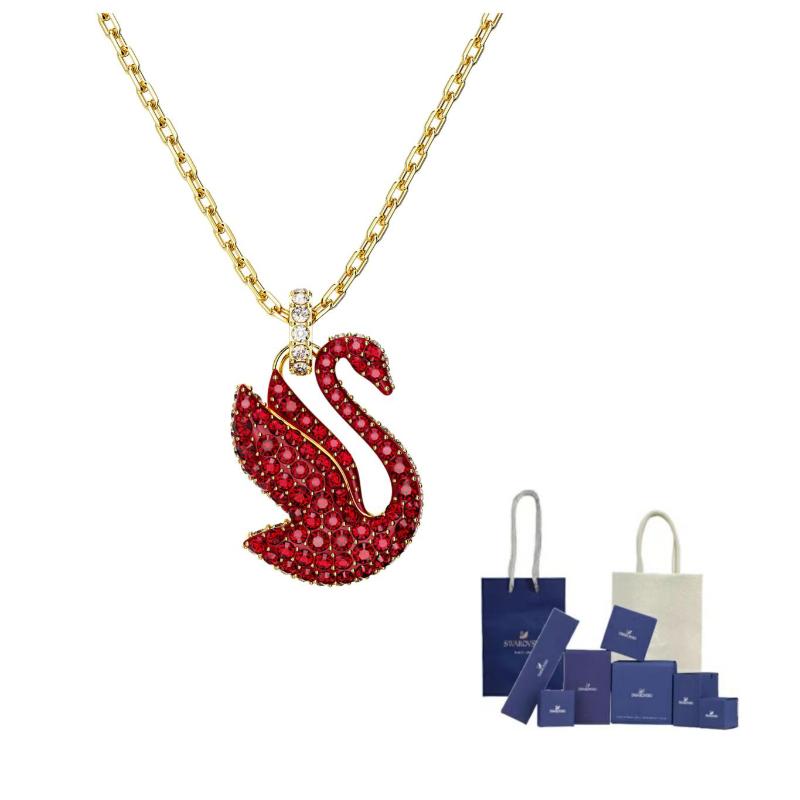 Swarovski Swan Necklaces Womens Red M-Original Brand Box And Bag