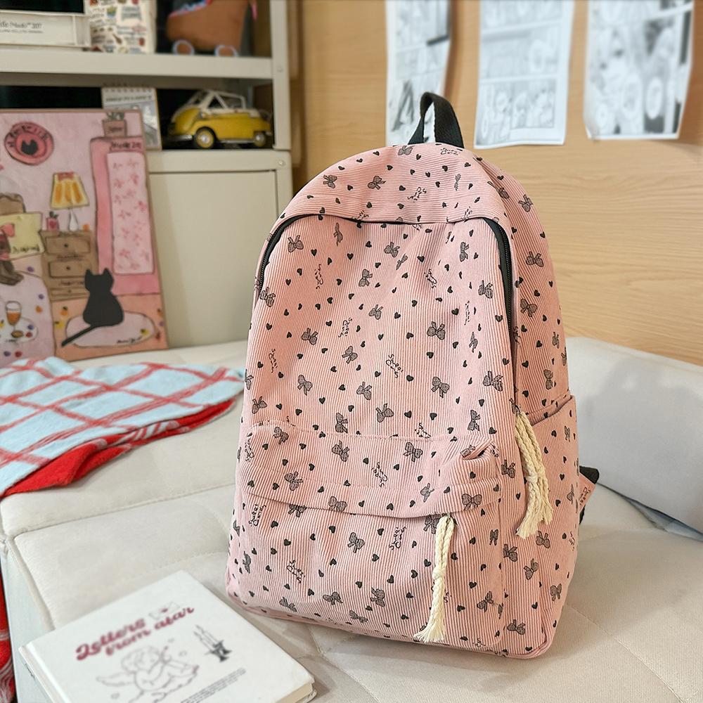 Japanese Ins Style Sweet Corduroy Backpack Autumn and Winter College Style Large Capacity Backpack Travel Backpack