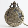 Retro Locomotive Pattern Pocket Watch Necklace Chain For Men And Women Flip-Top Pocket Watch
