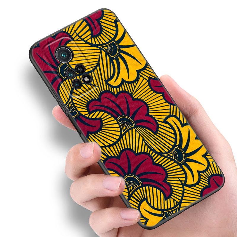 Ästhetische Afrikanische Wachs Fabic Telefon Fall Für Xiaomi Mi A2 8 9 SE Hinweis 10 10T 11 12 Lite 9T 11T 12S 12T Pro A3 6X 12X Schwarze Abdeckung