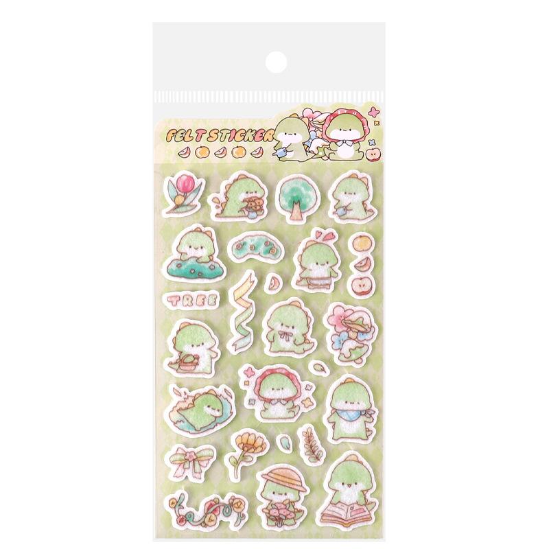 New 1/6Pcs Cartoon Animals Felt Cloth Sticker Creativity 3D Relief Stickers Fun Scrapbooking DIY Diary Decoration Stationery