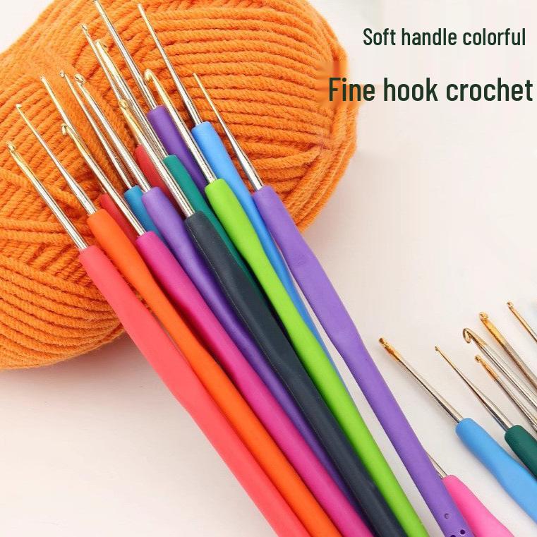 Candy-colored Crochet Hook with Gold-Plated Head - Soft Handle for DIY Sweaters, Shoes, and Hats