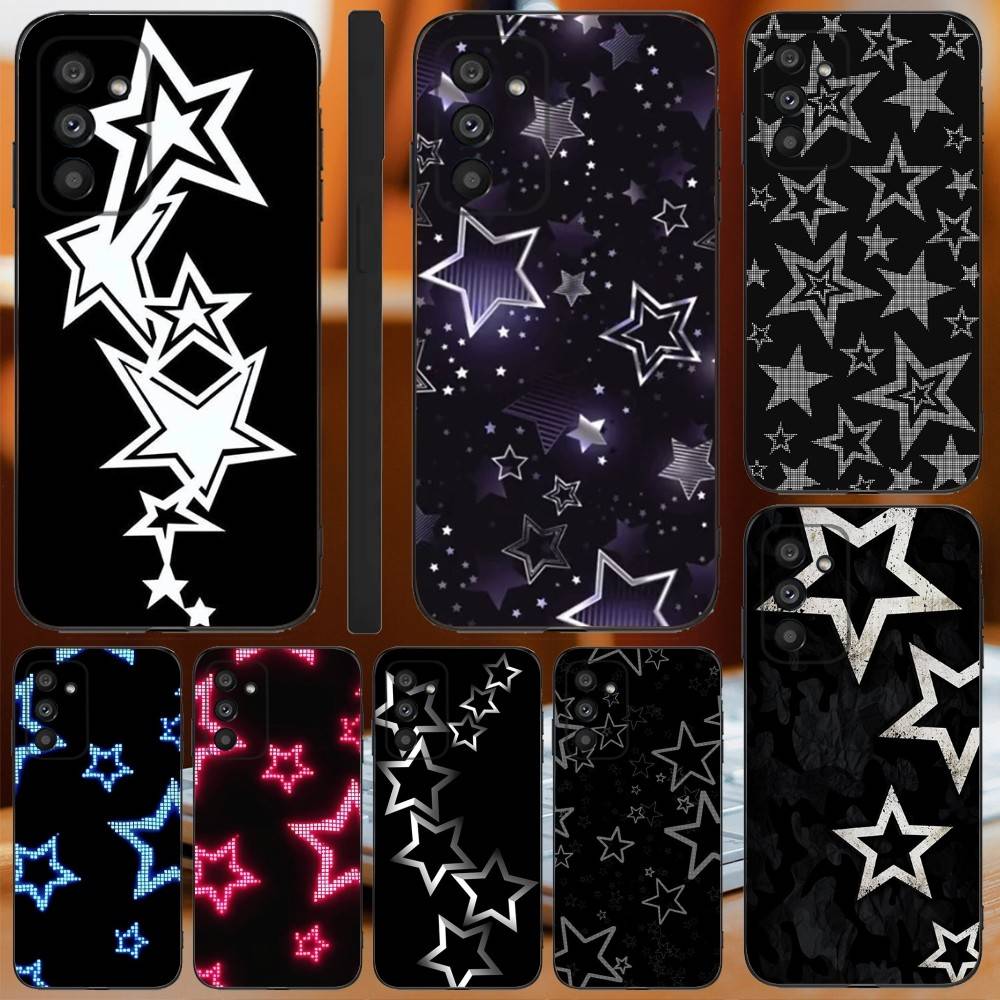Cute Korean Ins Y2k Star Phone Case For Samsung Galaxy A13,A21s,A22,A31,A32,A52,A53,A71,A80,A91 Soft Black Cover