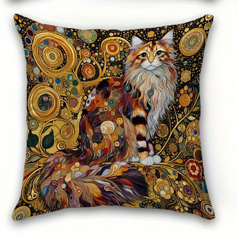 1/4pcs Artistic Cat-Printed Pillowcases Sofa cushion cover home bedroom room decoration