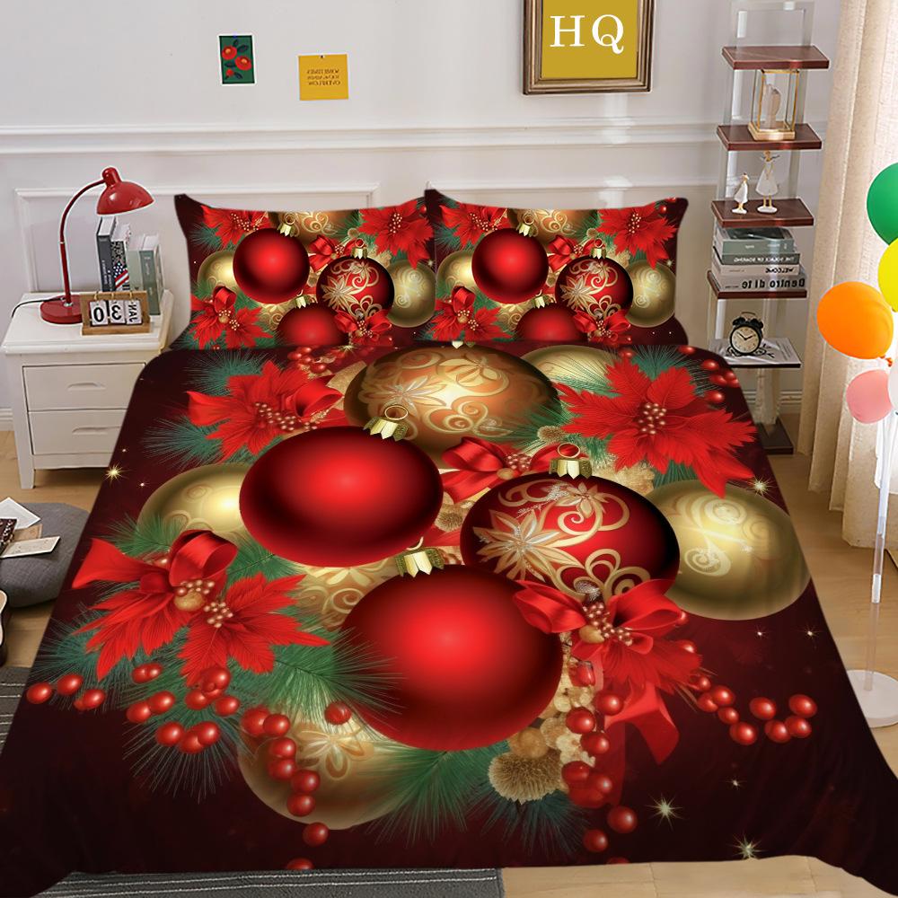 Christmas Digital Printing 3D Printing Polyester Pillowcase Quilt Cover Two Or Three-Piece Set