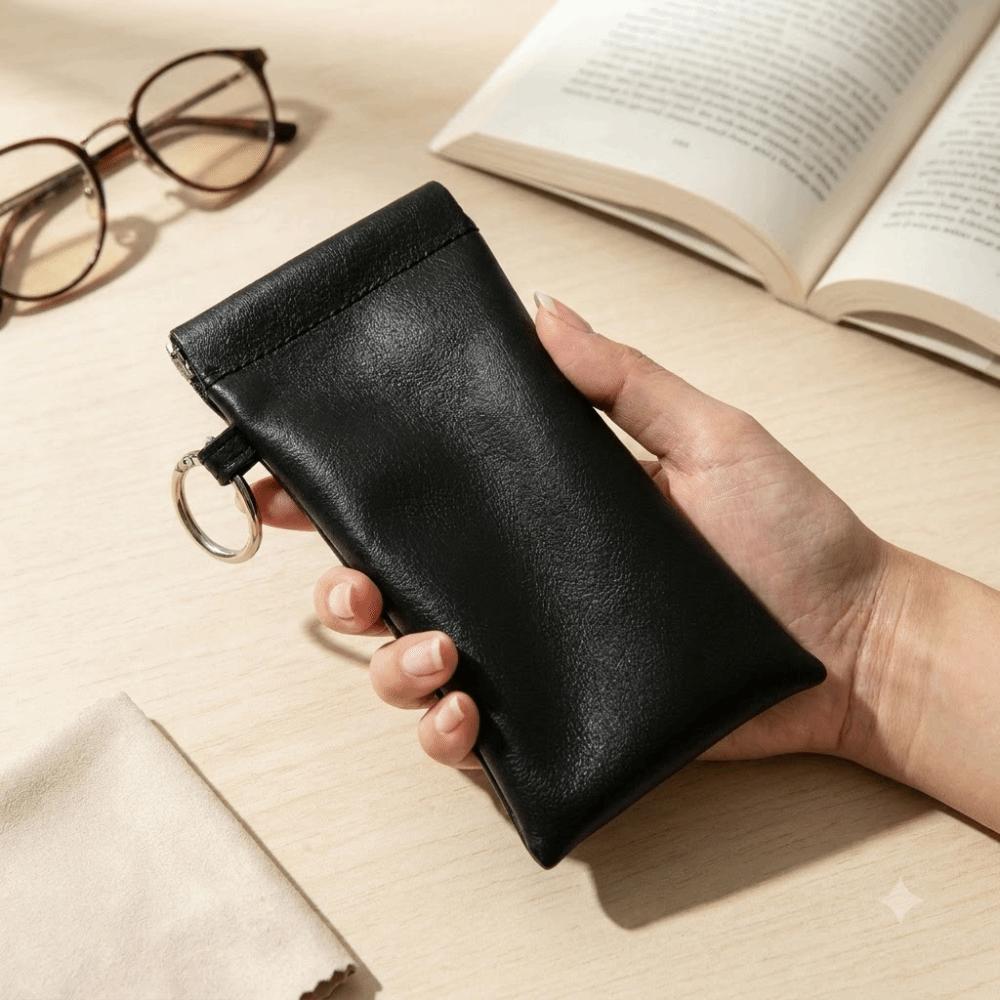 PU Leather Reading Glasses Pouch Hanging Myopia Glasses Case  Eyewear Accessories