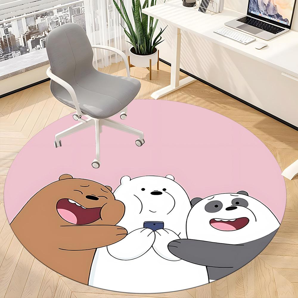1pc Bear Friends Office Round Area Rug, Under Office Chairs Bedroom Living Room Home Decor, Room Deco, Available In Various Sizes