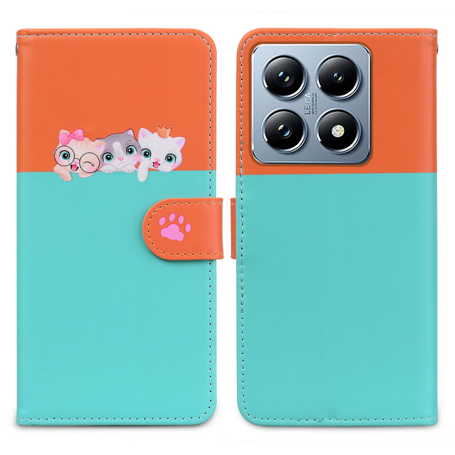 

Мультяшная серия «Питомцы» для Xiaomi 14T Pro Кошелек Чехол для телефона Сращенная кожа Откидная крышка Sky Blue