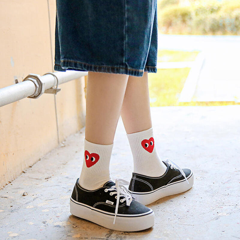 Cainlee Heart Striped Dotted Goalie Mid-Calf Socks