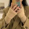 Autumn and winter half-finger flip, new student knitted gloves, warm, thickened and velvet, leaking fingers
