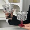 Retro Embossed Glass Ice Cream Cup High Footed Yogurt Dessert Cup Antique European Style Creative Coffee Cup