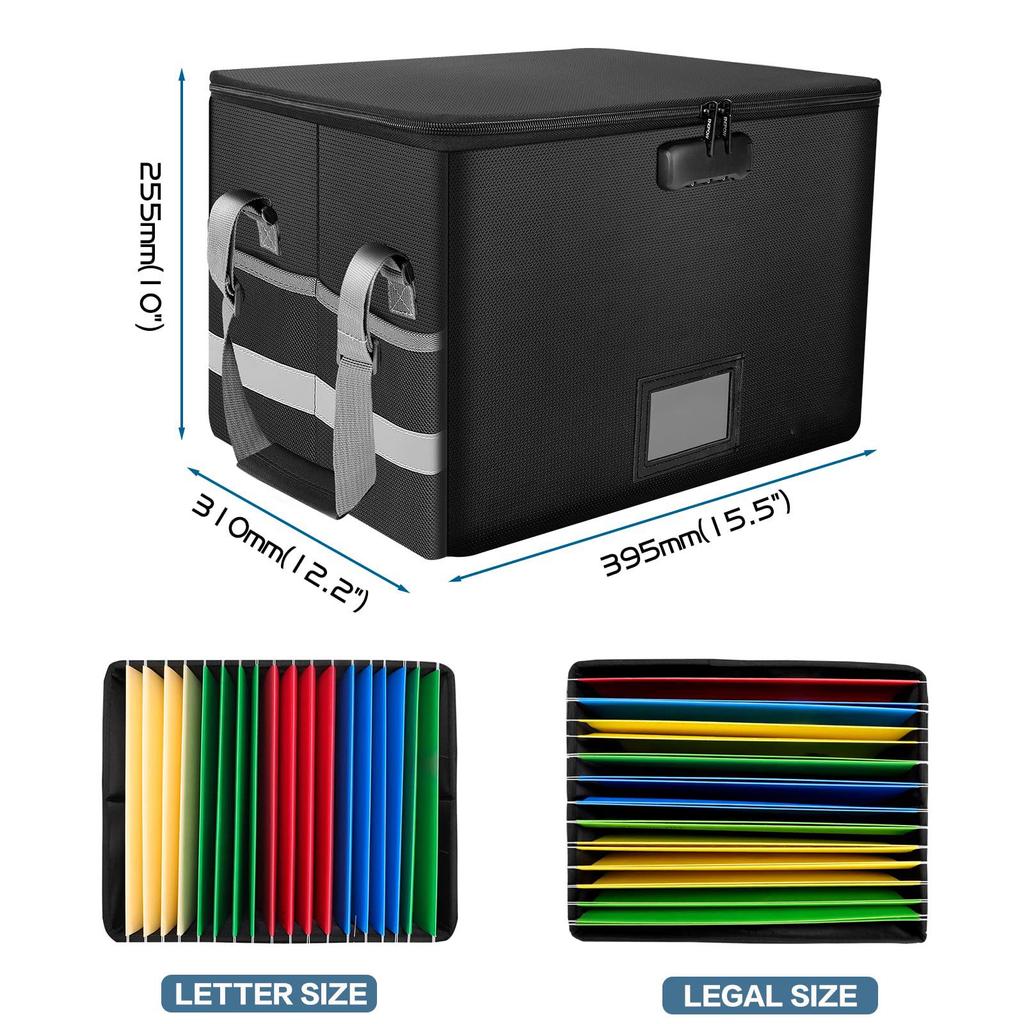 Fireproof Portable Document Bag with Handle – Large Capacity Storage Box for Important Files