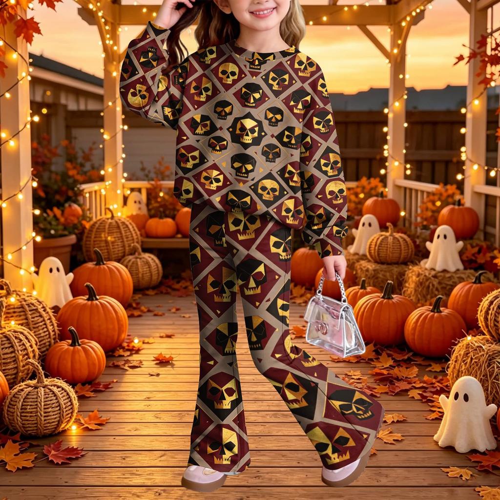 Kids Casual Long Sleeve Top and Pants 2-Piece Outfit Set for Boys Girls Everyday Wear