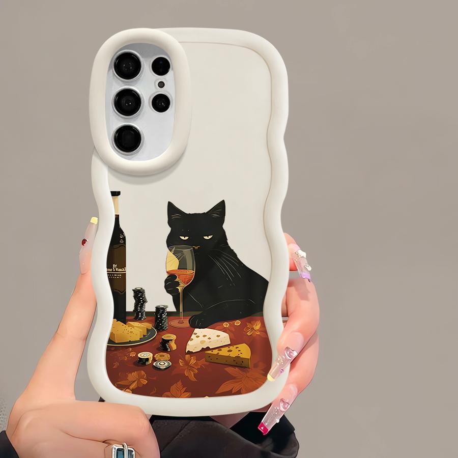 Slightly Drunk Cat Soft Phone Cover Case for Samsung Galaxy S23 Plus S24 S25 S21 A25 A26 S20 FE S22 Ultra A55 A24 A36 A54 A34