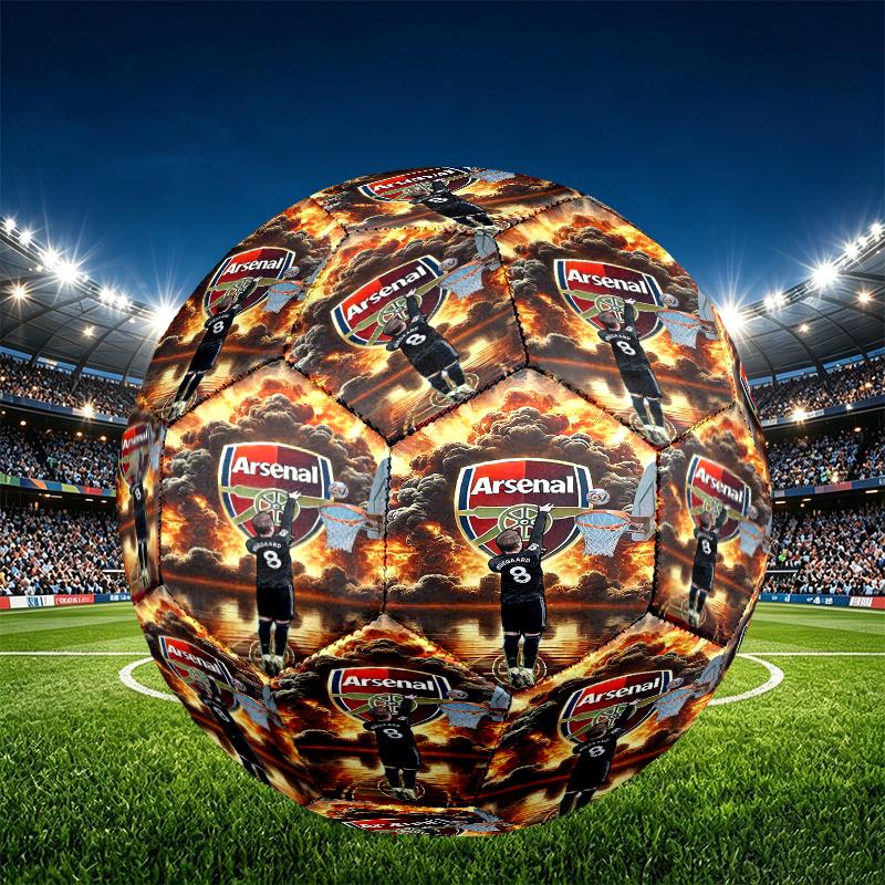football team F.C Print Size 5 Soccer Ball, PU Wear Resistant Football for Match Training and Daily Practice, Birthday Gift for Soccer Fans