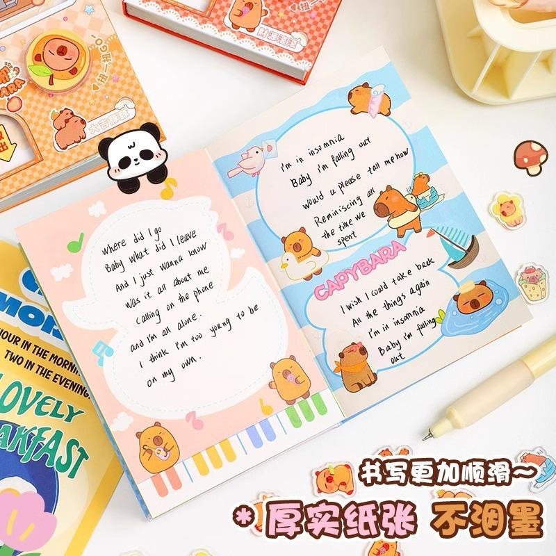 Portable Cartoon Capybara Notebook Gacha Machine Pocket Book Machine Note Pad Multicolor Writting Book School Supplies