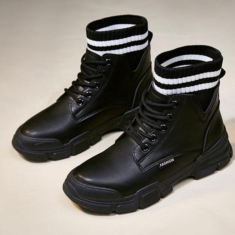 Černé boty Dámské boty Boty Univerzální Britský styl Kotníkové boty