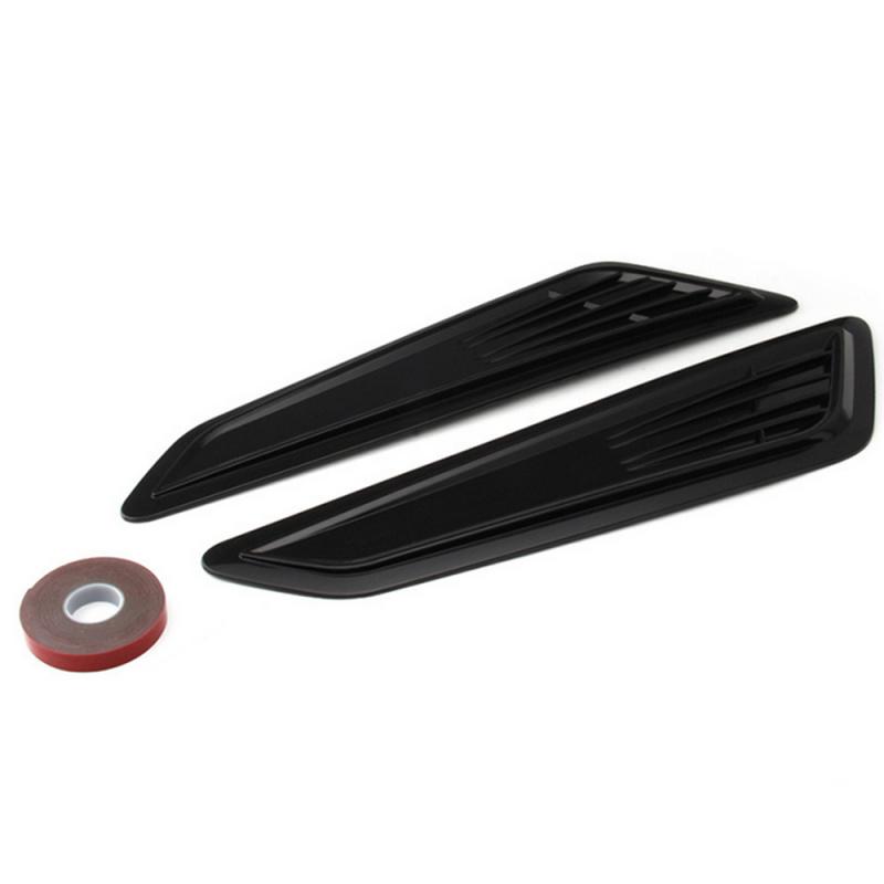 New 2 Pcs Glossy Black Car Hood Vent Louver Scoop Cover Intake Cooling Panel Trim