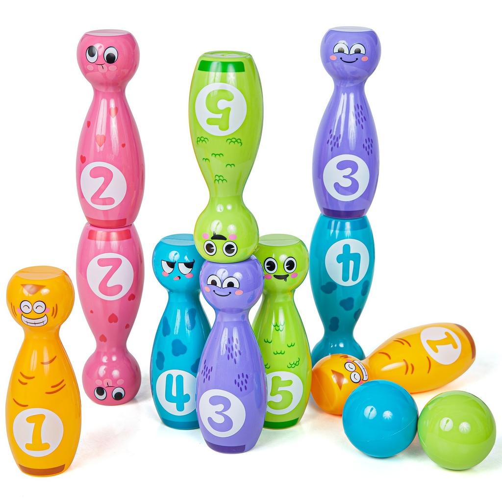 Toy Set Features Cartoon Funny Expressions And Comes In A Gift Box With 10 Pins And 2 Balls. It Can Be Used As A Halloween Or Christmas Gift.