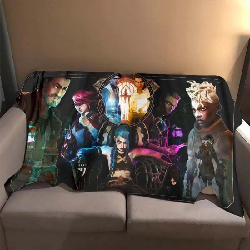 Arcane Throw Blanket Lol League of Legends Soft Cover Lightweight Warm Anime Cartoon Game Flannel Blanket for Kids' Room Bedroom