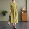 Long sleeve plus size Corduroy vintage new in dresses for women casual loose spring autumn dress
