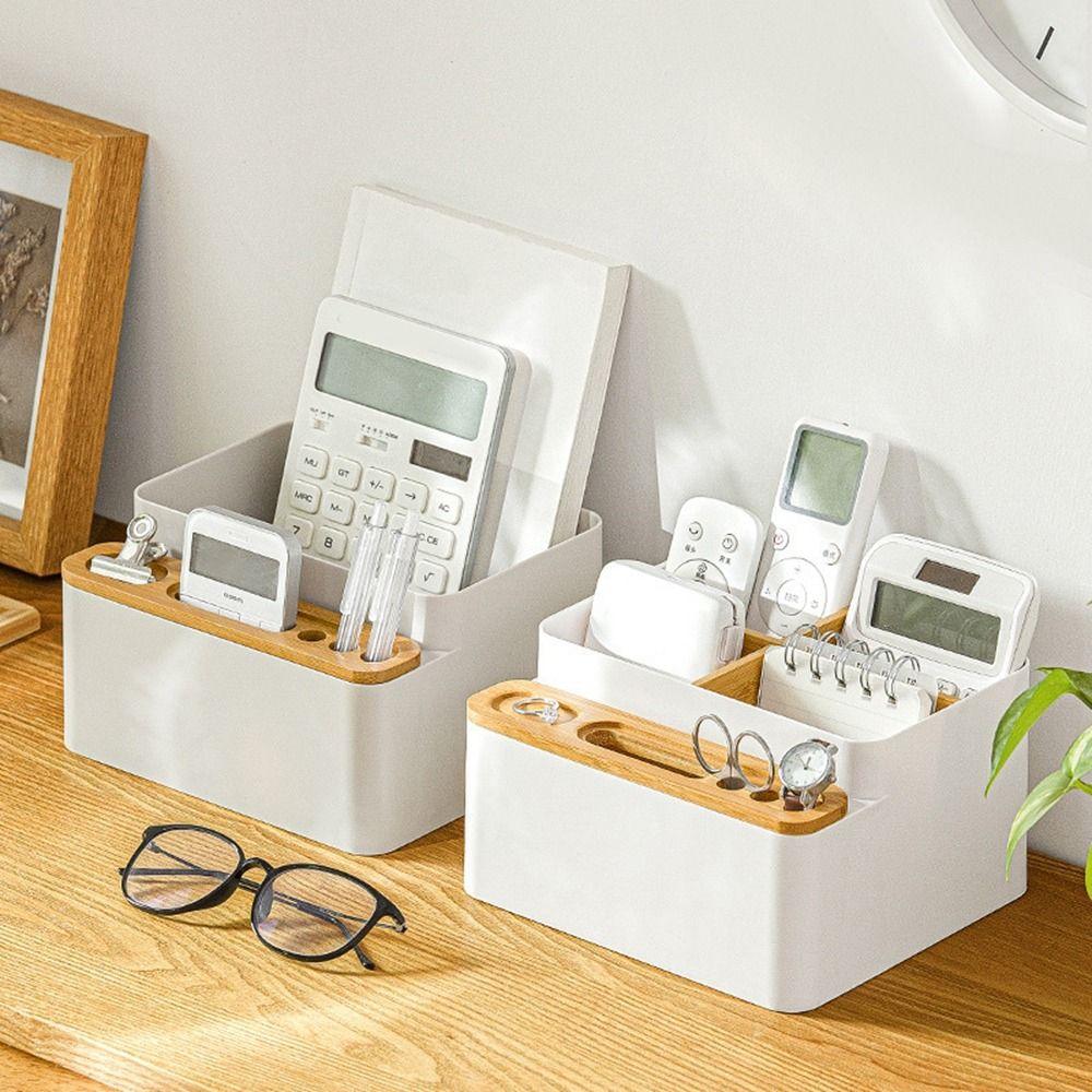 Large Capacity Remote Control Phone Holder Smooth Edge Desktop Storage Box  for Home