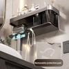 Plastic Aluminum Wall Mount Hair Dryer Holder With No Drill Design For Bathroom Organization