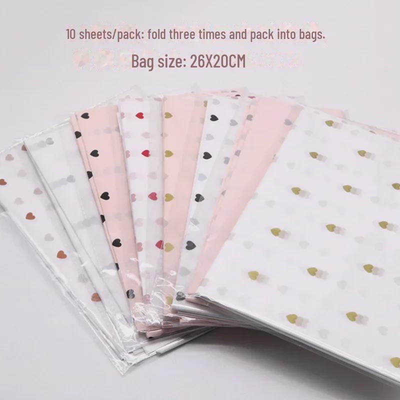 Peach Heart Polka Dot Floral Wrapping Paper - 10 Sheets