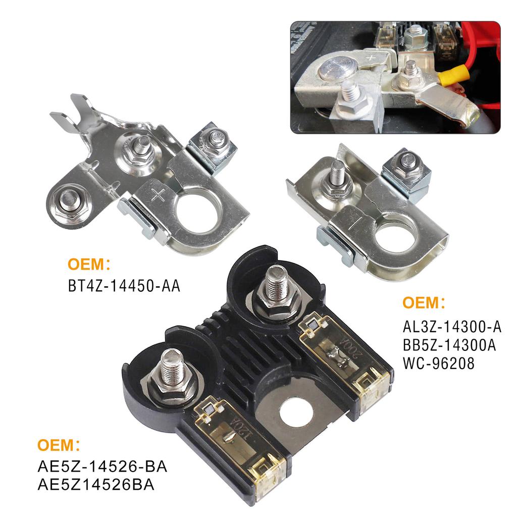 Complete Battery Terminals & Fuses set Easy Installation Battery Terminals Clamps & Fuses Replaces AE5Z14526BA for Vehi