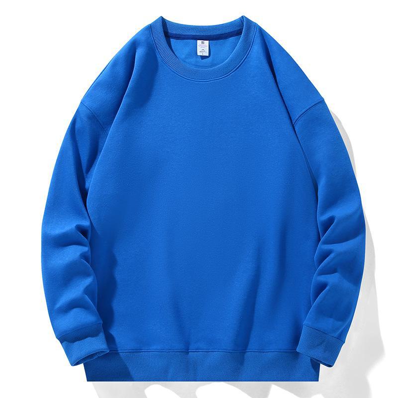 Men's 300g Solid Color Round Neck Sweatshirt – Autumn/Winter Pullover with Fixed Pattern Print, Perfect for Team Uniforms
