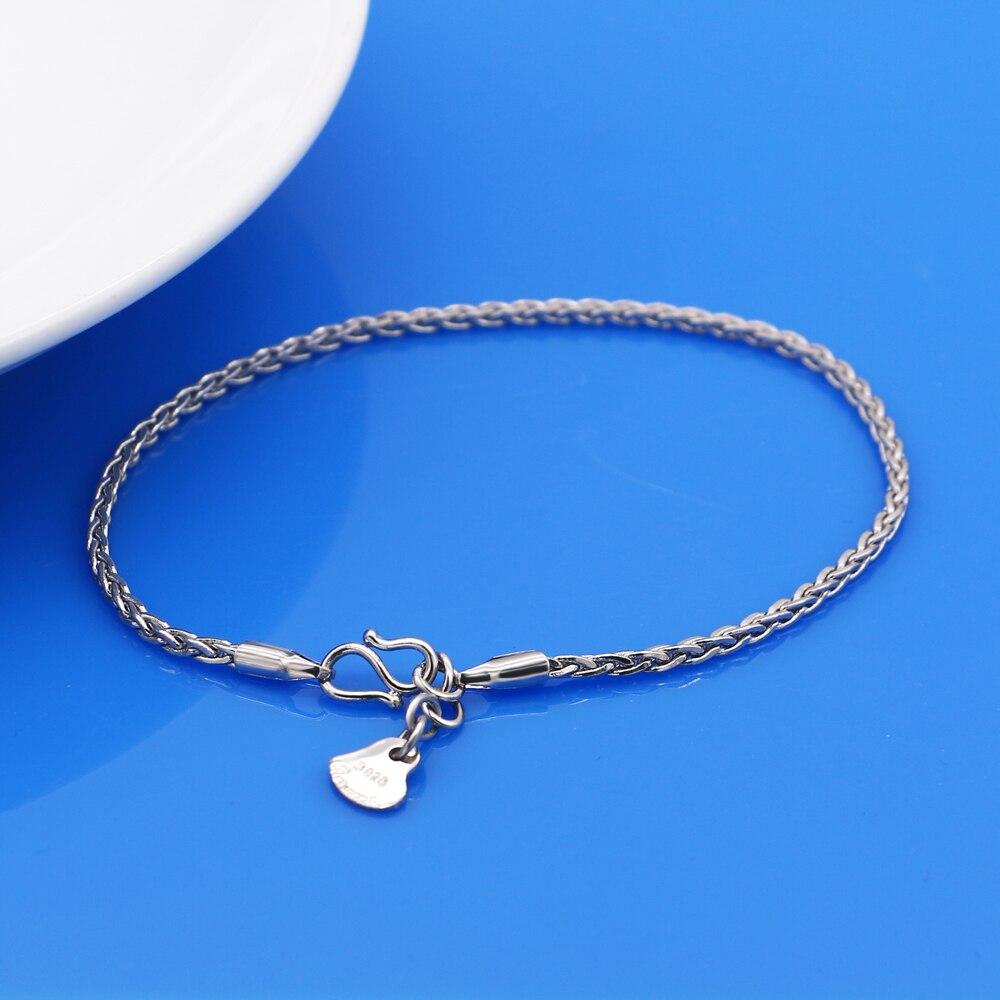 Nuova Moda 100% Argento Sterling 925 Bracciale Donna & Uomo Argento Massiccio Semplice Catena a Maglia Serpente Catenaria a Mano Ciondolo Gioielli Regalo