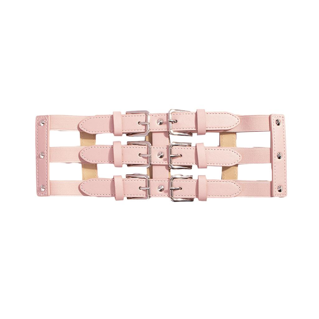 Fashionable Three Breasted Waist Belt Female Corset PU Waistband Elastic Cincher Belt All Matching Waist Dressingup Belt