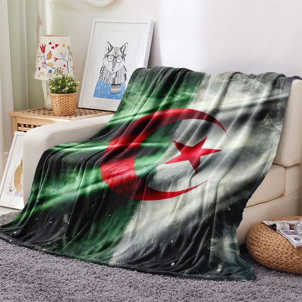 1PC Algeria National Football Team Patterned Flannel Blanket Suitable For All Seasons for Home Decor Warmth and Comfort Gifts Holiday Present