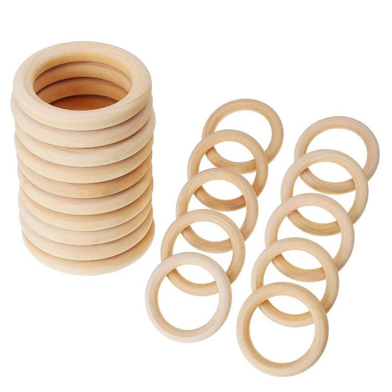 Elegant Baby Newborn Natural Round Wood Teething Rings Perfect For Diy Gifts