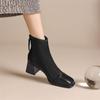 Nationaler Stil dicke Sohle kleine kurze Stiefel Herbst und Winter neue Temperament bequeme einzelne Stiefel quadratische Spitze kleine Lederstiefel