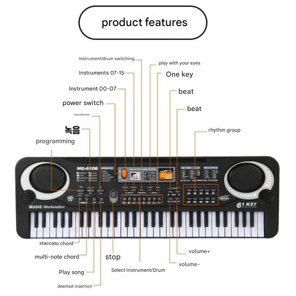 Digital, Electronic, 61-key Piano, for Beginners', Keyboard