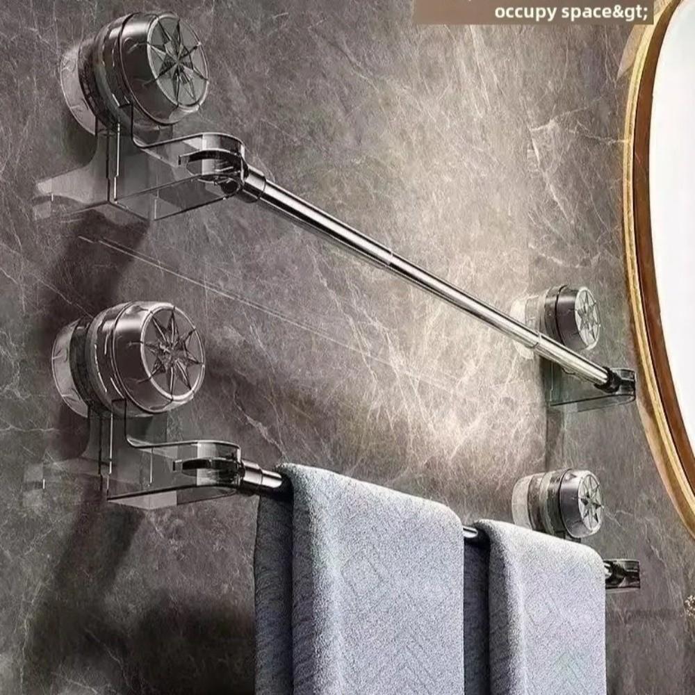 Stainless Steel Kitchen Bathroom Towel Rod Suction Cup Wall Mounted Storage She Gifts Bath Holder