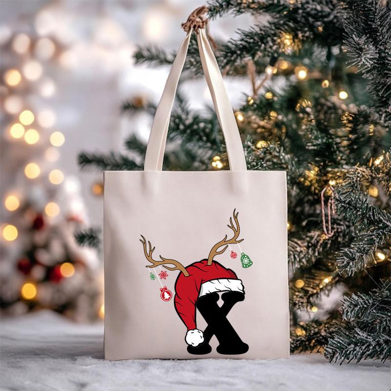 Christmas Letter Print Messenger Bag Student Casual Canvas Bag New