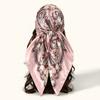 90cm Leopard Print Square Scarf Satin Silk Headband Muslim Woman Hijab Lady Fashion Hairwrap Rock Style Headscarf Islam Turban