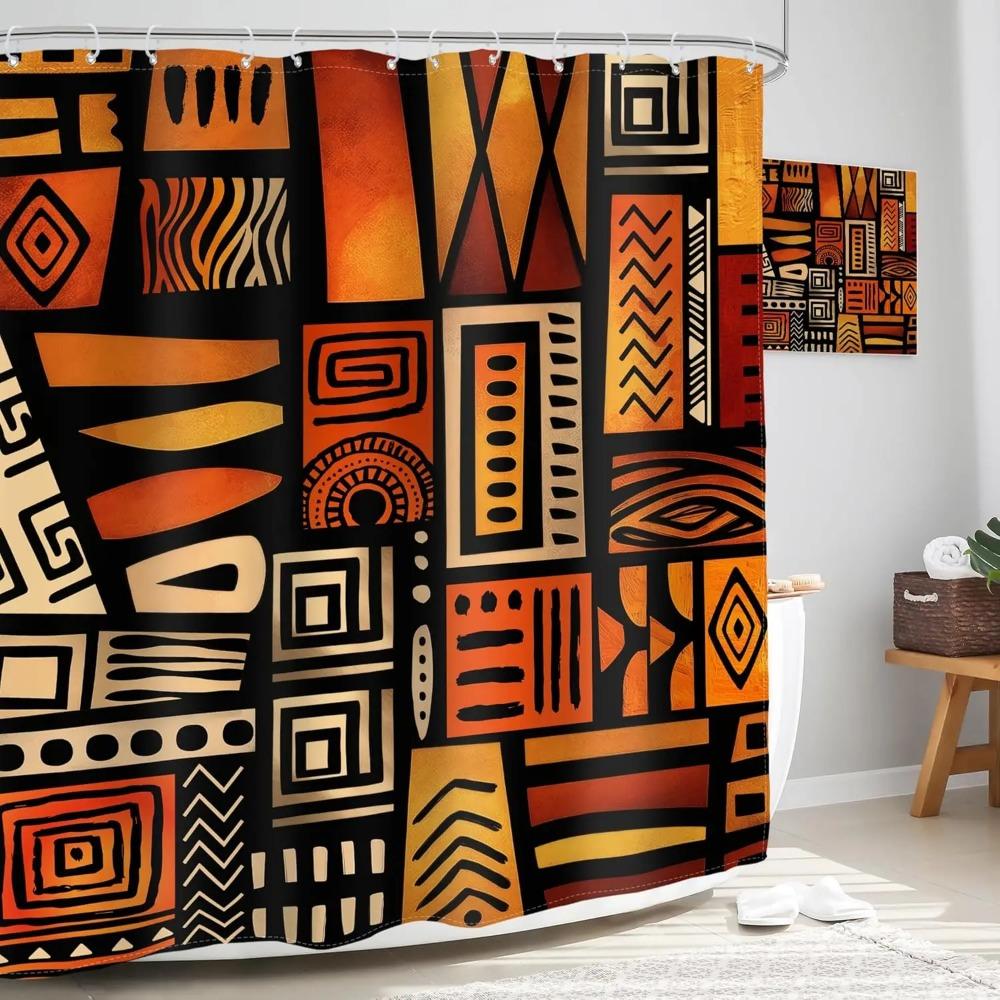 African Abstract Ethnic Printed Shower Curtain Afro Tribal Boho Geometric For Bathroom Decor
