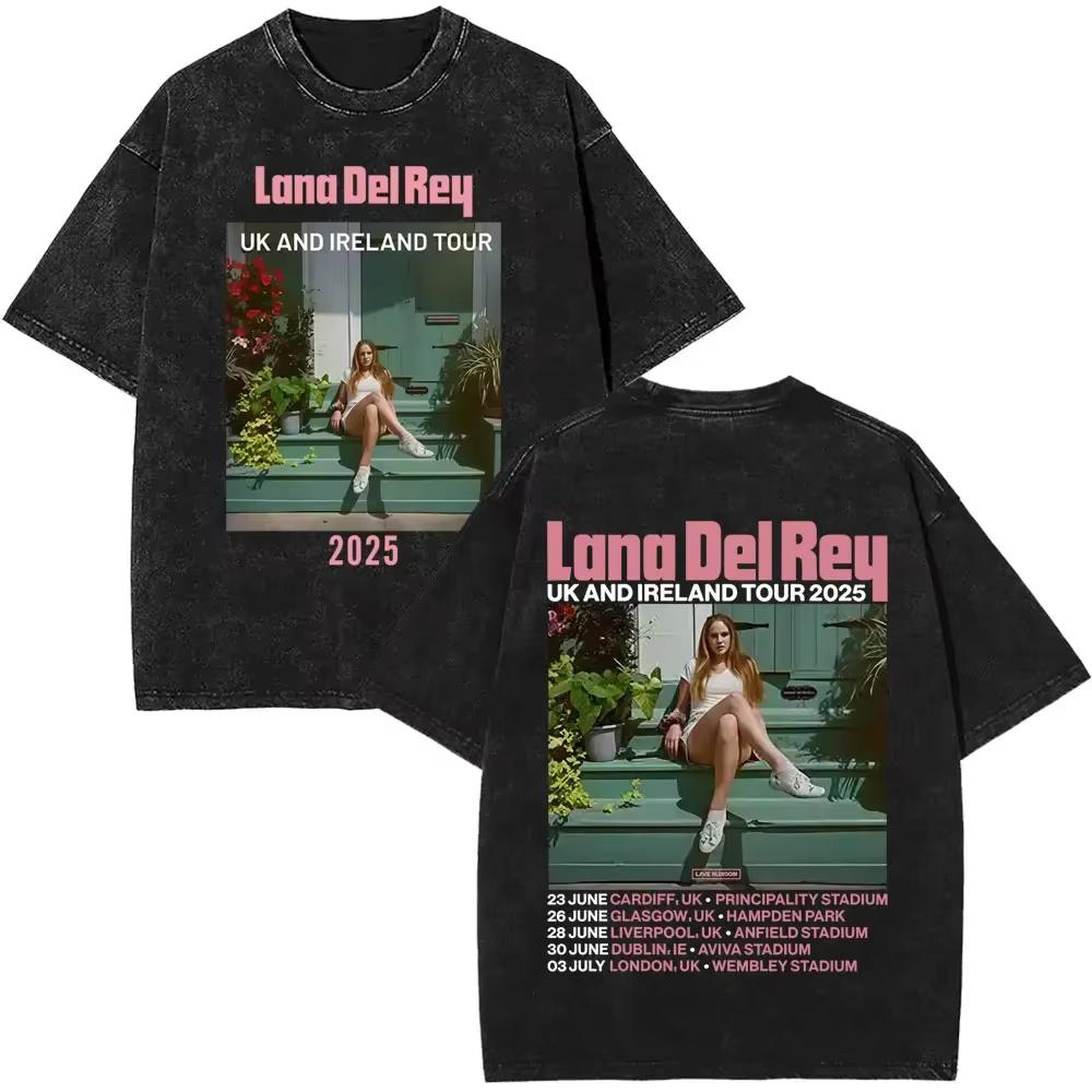 T-shirt Grafica Lana Del Rey Occhi Vintage Lavata Uomo Donna Moda T-shirt Oversize a Maniche Corte Maschile Casual Cotone