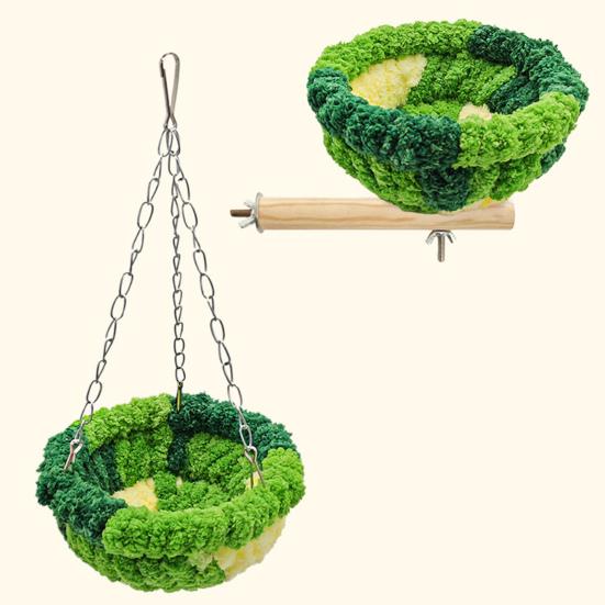 Hanging Birds Bed Parrot Nest Bed with Chains Hook Birdcage Swing Plush Hammock House for Parakeets Cockatiels Budgies Lovebirds Conures