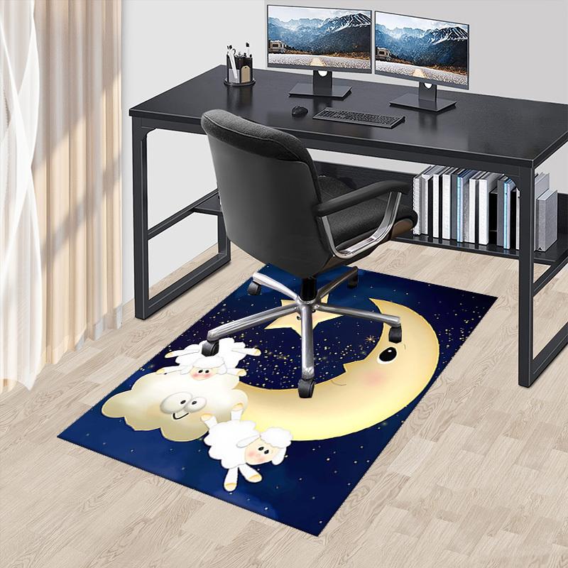 

1pc Anime Cartoon Design Sheep Moon Star Office Chair Mat Non Slip Carpet Festival Gift Suitable for Home Decor Living Room Bedroom 60cm by 90cm