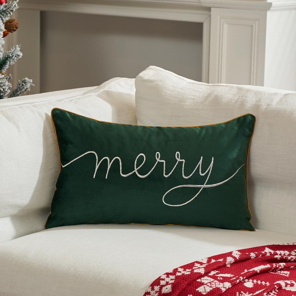 1/2 Stück 30x50cm Luxus Weihnachts-Kissenbezüge Weicher Uni-Samt Geschenk-Kissenhülle für Schlafzimmer Auto Feiertag Grün Rot Weiß