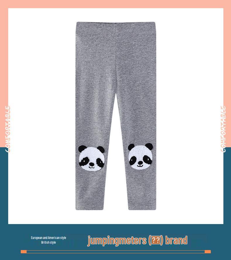 Girls' Summer Cotton Panda Embroidered Knit Leggings - Thin Style for Baby/Toddler